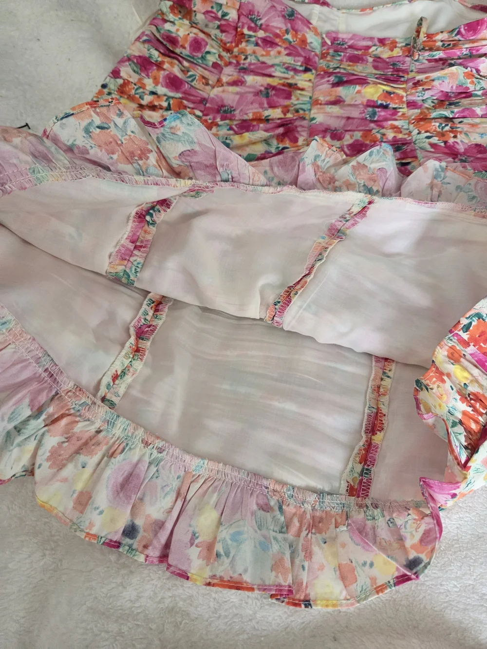 ZARA Floral Ruched Mini Dress - Picture 7 of 9